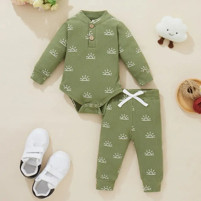 Newborn Baby Bodysuits + Elastic Pants